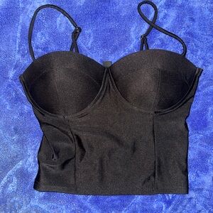 Black Strapless Bustier Top